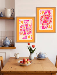 Ensemble d'impressions murales représentant des cartes à jouer Cocktails Queen et King