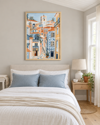 Lifestyle: bedroom — A classic New England Cape Cod home in coastal Massachusetts — beadboard ceilings, painted white woodwork, wide-plank floors in pale honey, sheer curtains and calm, light-filled rooms.
