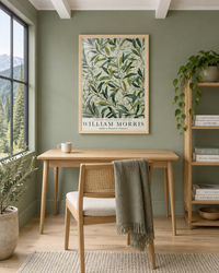 Lifestyle: home office / study — A contemporary mountain-modern home in the Colorado Rockies — steel and timber construction, wide-plank white oak floors, and expansive windows framing evergreen slopes.