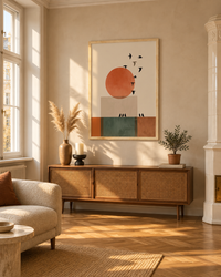 Lifestyle: living room — A pre-war Kraków kamienica apartment with tall ceilings, original oak parquet and deep-set double windows flooding the room with warm afternoon light.