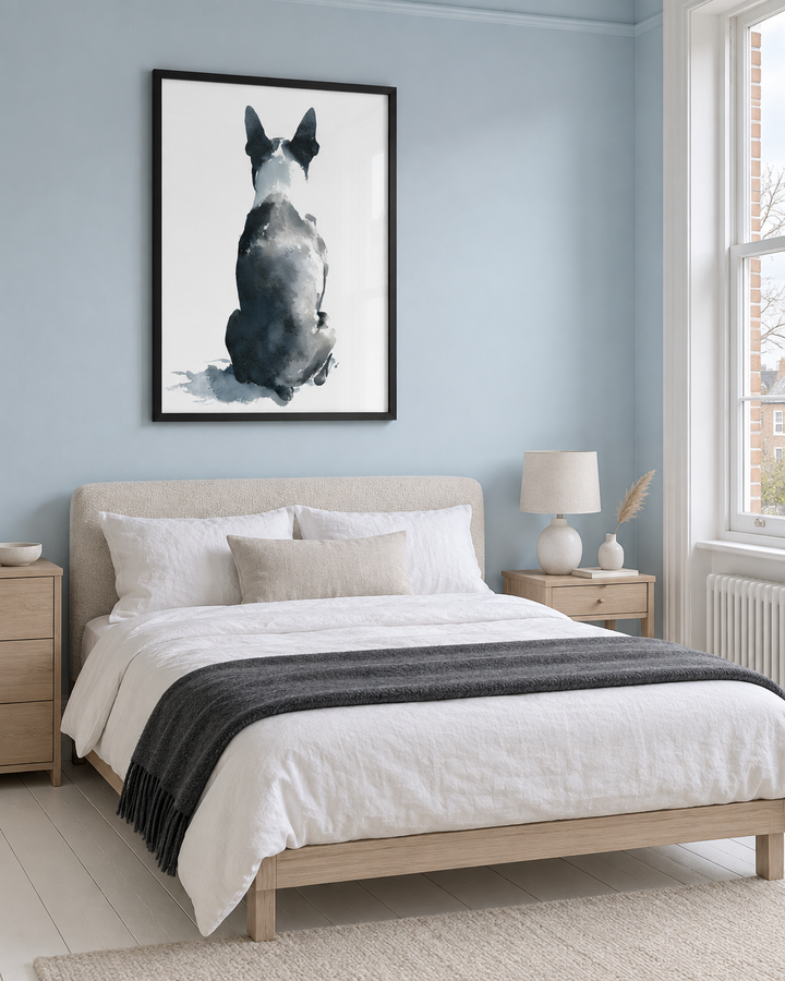 Lifestyle: bedroom — First-floor Victorian conversion flat in Peckham, south London — a single generous bedroom with original sash window, stripped-back simplicity and pale Scandi-inflected calm.