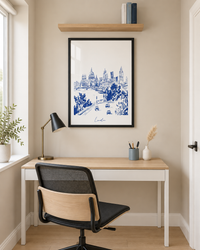 Lifestyle: home office / study — A contemporary UK new-build apartment in a clean, light-filled development — compact but considered, with painted joinery and pale oak flooring throughout.