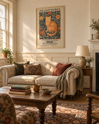 Lifestyle: living room — Colonial Revival home in Fairfield County, CT — symmetric white clapboard facade, wide-plank floors, original shutters, layered with antiques and collected pieces