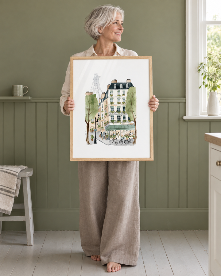 Lifestyle: kitchen — Bright coastal cottage in Southwold, Suffolk — white-painted timber-clad walls, painted board floors, generous daylight from a south-facing window.