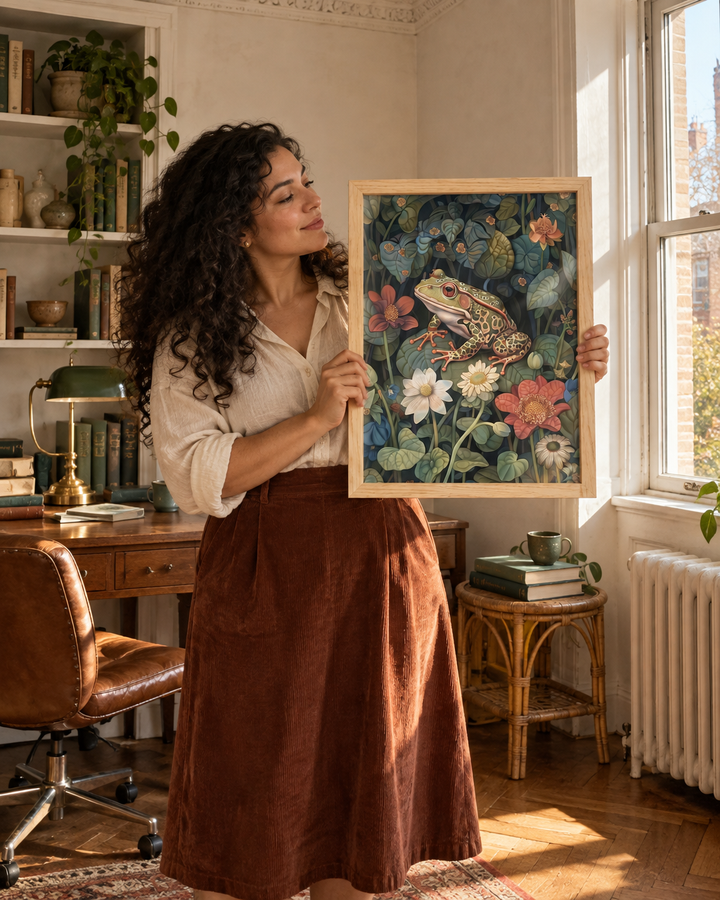 Lifestyle: home office / study — A NYC pre-war apartment in the West Village — parquet floors, original plaster mouldings, tall sash window, warm and personal