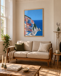Lifestyle: living room — Georgian-era ground-floor conversion flat on a leafy Clifton terrace, Bristol — high ceilings, original cornicing, tall sash windows flooding the room with south-west light.