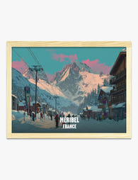 Alpine Charm: Méribel, France Art Print Oak