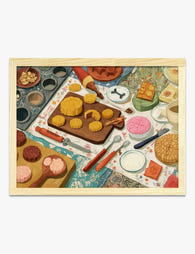 Festive Kitchen Gathering Art Print Oak