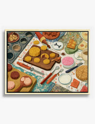 Cozy Kitchen Bake Off Canvas Print Oak