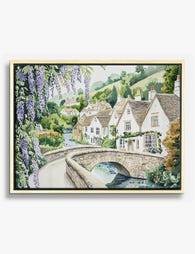 Tranquil Cotswolds Village Scene Canvas Print Oak