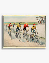Vintage Cyclists Racing Canvas Print Oak