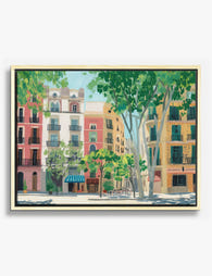 Barcelona Sunlit Streets Canvas Print Oak