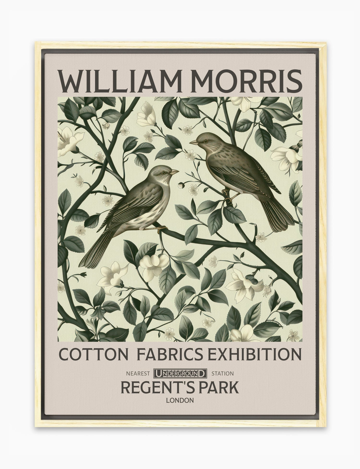 William Morris Birds Canvas Print Oak