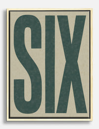 Bold Six Typography Canvas Print Oak