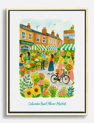 Columbia Road Market Scene Canvas Print - Oak