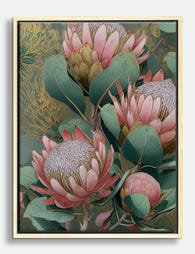 Pink Protea Botanical by Morris Canvas Print Oak