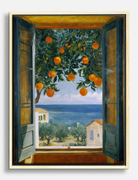 Mediterranean Citrus View Canvas Print Oak