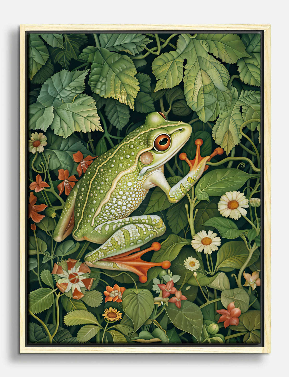 Botanical Frog Harmony Canvas Print Oak