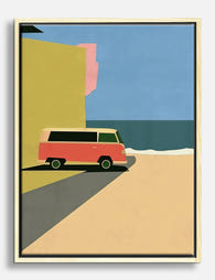 Retro Beach Escape Canvas Print Oak