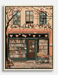 Charming Bookshop Facade Canvas Print Oak