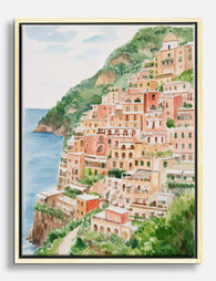 Positano Coastal Dream Canvas Print Oak