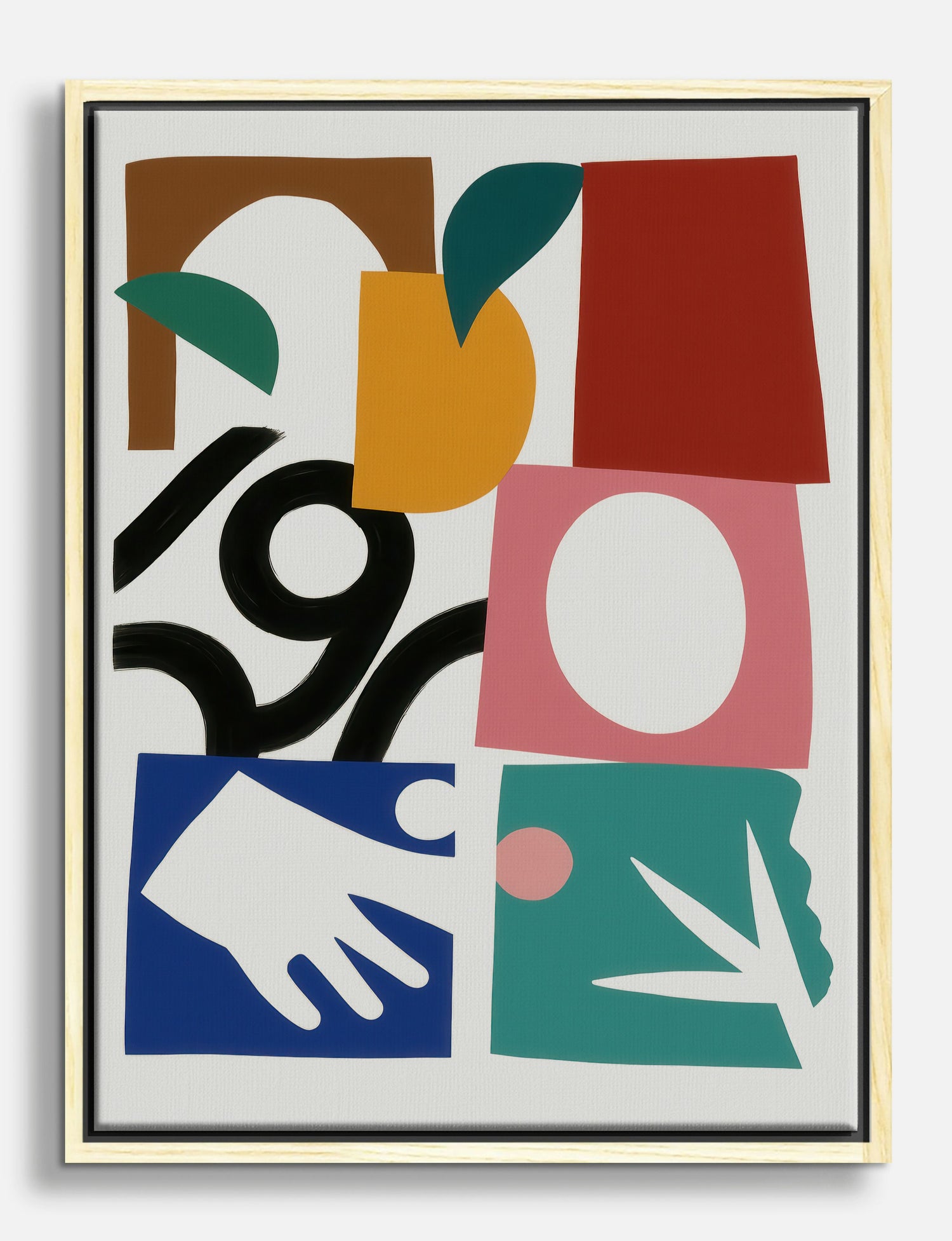 Matisse Inspired Shapes Canvas Print Oak