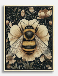 Vintage Bee & Blossom Canvas Print Oak