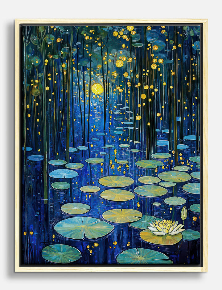 Klimt Inspired Night Lilies Canvas Print Oak
