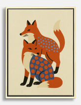 Playful Fox Duo Canvas Print Oak