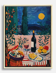 Mediterranean Moonlight Table Canvas Print - Oak