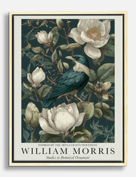 William Morris Magnolia Bird Canvas Print - Oak