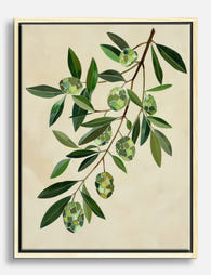 Olive Mosaic Branch Canvas Print Oak