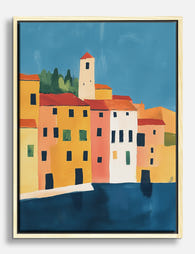 Sunlit Italian Village Canvas Print Oak