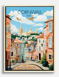Sunlit Cornwall Streets Canvas Print Oak
