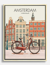 Amsterdam Streetside Charm Canvas Print Oak