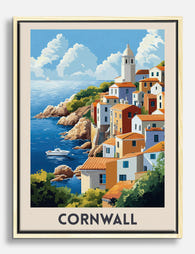 Coastal Charm: Cornwall Canvas Print Oak