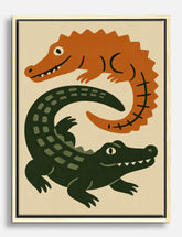 Playful Crocodiles Canvas Print Oak