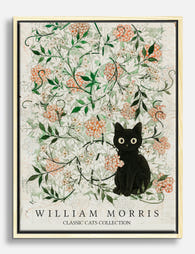 William Morris Cat & Jasmine Canvas Print Oak