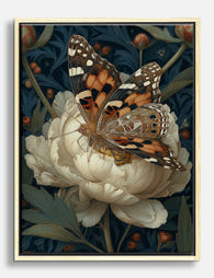 Butterfly & Peony Elegance Canvas Print - Oak