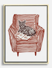Cat & Armchair Moment Canvas Print Oak