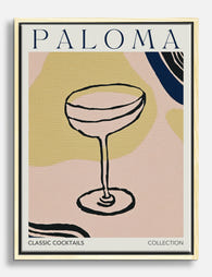 Paloma Cocktail Line Art Canvas Print - Oak