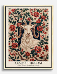 Goat & Roses by Morris Canvas Print Oak
