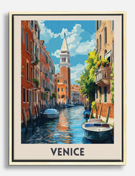 Vintage Venice Scene Canvas Print Oak