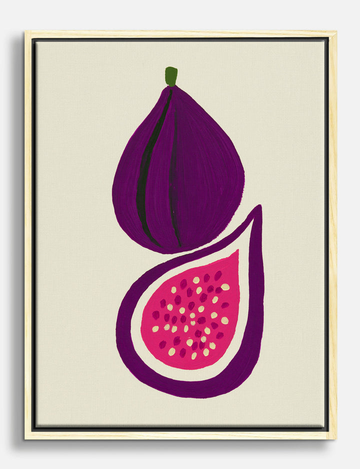 Fig and Halved Fig Canvas Print Oak