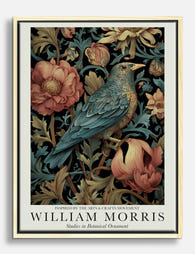 William Morris Botanical Bird Canvas Print Oak