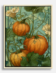 Autumn Pumpkin Vines Nouveau Canvas Print Oak