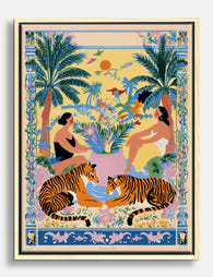 Tropical Harmony Scene Canvas Print - Oak