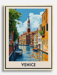 Venetian Canal Charm Canvas Print Oak