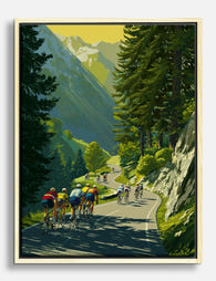 Alpine Cyclists Journey Canvas Print Oak