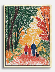 Autumn Stroll Together Canvas Print Oak
